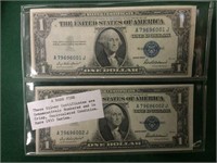 2- Consecutively Numbered Silver Certificates
