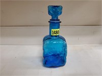 Vintage teal glass decanter