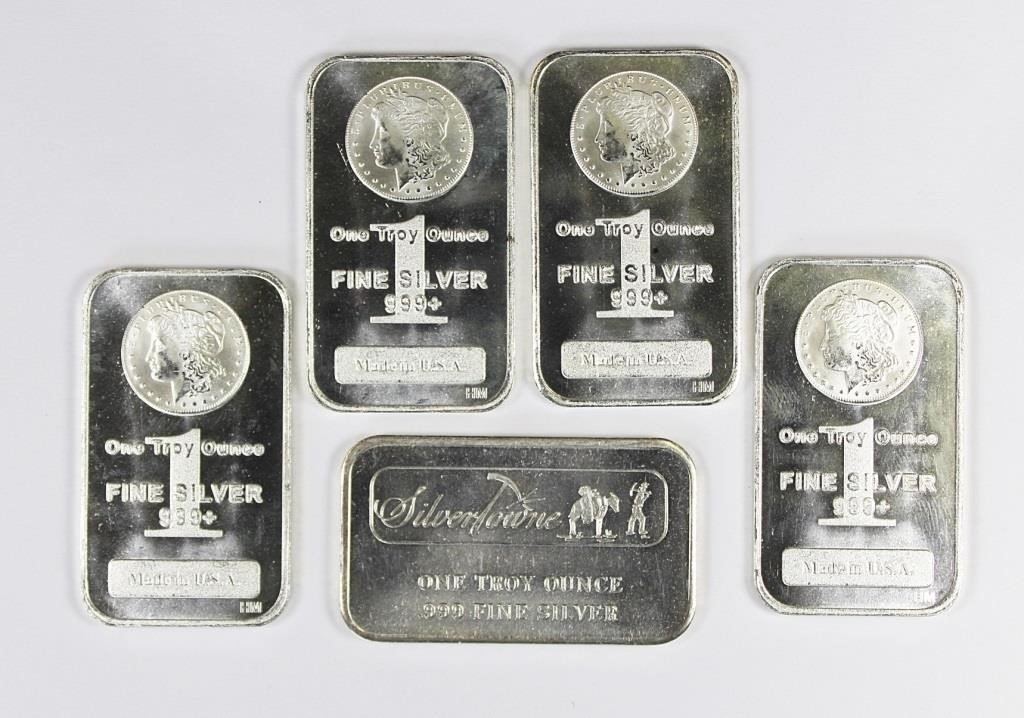 (5) 1 OZ SILVER BARS