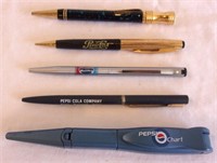 5 vintage Pepsi pens.