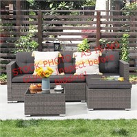 Philvilla 3 pc rattan sofa & ottoman (2 BOXES)