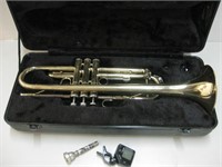 19" Vtg Brass EMI Trumpet W/Mouthpiece Untested