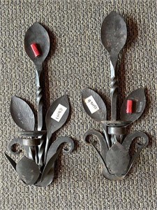 Pair of Metal Sconce Candle Holders 25”
