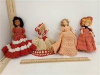 Vintage Dolls W/Crochet Dresses