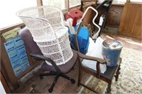 CONTENTS OF ENCLOSED BACK PORCH CHAIRS, SHELVES,