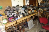 CONTENTS OF WORK BENCH BELOW AND ON TOP - MOSTLY