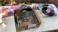 Box of records including Pete fountain, Madonna,