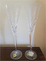 2 Waterford Crystal Wishes Toasting Flutes