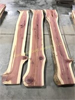 Lot of Three Fresh Cut Red Cedar Boards