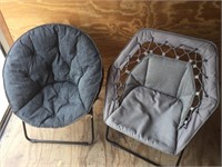 Two Folding Chairs. Bungee Chair, Saucer Chair