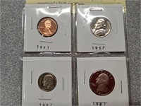 Steel cents and proof coins.
