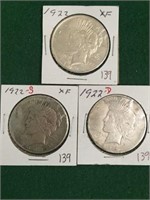 3- Silver Peace Dollars