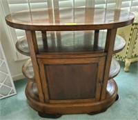 OVAL TIERED DOUBLE SIDED CABINET, INLAID TOP
