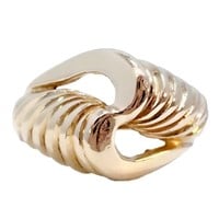 Designer Scalloped Crossover Ring 14k Gold