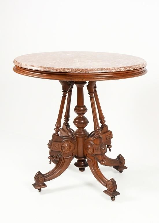 VICTORIAN MARBLE TOP LAMP TABLE