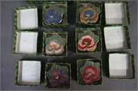Cloisonne Pansy Boxes (6) Smithsonian Boxed Set