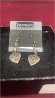 Silver Tone Heart Pin & earrings set