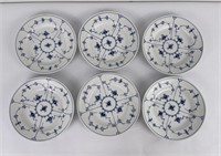 Set of 6 Royal Copenhagen Blue Fluted Plain Plates