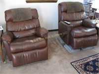 Lot of Two Brown Leather Recliners