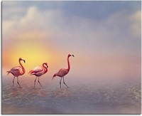 Flamingo Walking In The Water Home Office Decorati