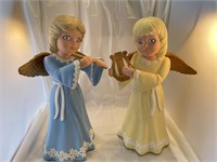 Hand painted pottery angels