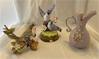 Lefton China bird figurines and vase