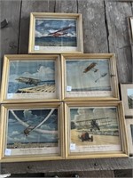 Five Framed WWI Flying Prints