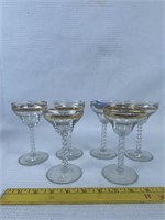 6pc gold trim wine glasses