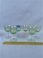 6pc green wine stems