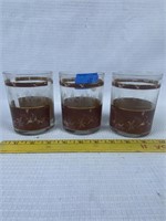 3pc vintage low ball glasses