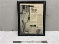 1952 Meat Diet Framed