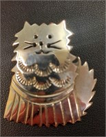 Sterling FUZZY CAT pin/pendant