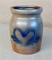 5.5IN BEAUMONT POTTERY HEART CROCK STONEWARE