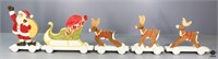 Wood Reindeer, Santa, Sleigh Figurines / 5 pc