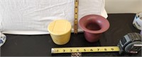 Small Rose flower pot / Yellow KRAFT bow w/lid