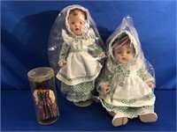 VINTAGE BABY DOLLS. LARGER ONE HAS EYES THAT