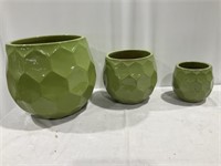 Round clay glazed flower pots 14x14,11x11,9x9