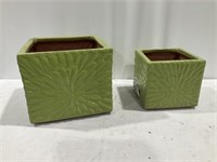 Square glazed clay flower pots 9x9,7x7