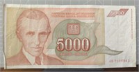 Nikola Tesla $5,000 bank note