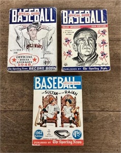 3 Vintage Baseball Official Guides 1948,54,62