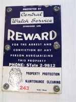 Porcelain "Property Protection" sign. Measures 6"