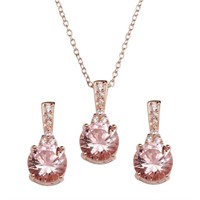 Sterling Silver- Pink Crystal Set