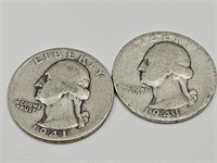 2-1941 D Washington Silver Quarters