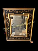 Decorator mirror, gold and black frame