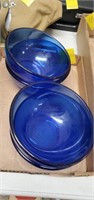 4 Blue glass bowls