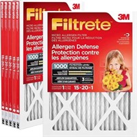 $114-6-Pk Filtrete 15x20x1 Furnace Filter, MPR 100