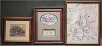 Framed Fly Lures, Embroidery & Pheasant Print (3)