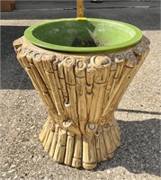 Vtg Lg Ceramic Bamboo Style Outdoor Planter