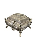Victorian Silverplate Footed Jewelry Box