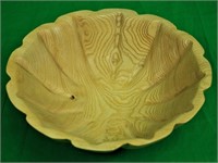 Signed 10 1/4" Wide Sculpted Wood  Bowl